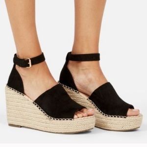 JUSTFAB Macey Espadrille Wedge Black 7.5